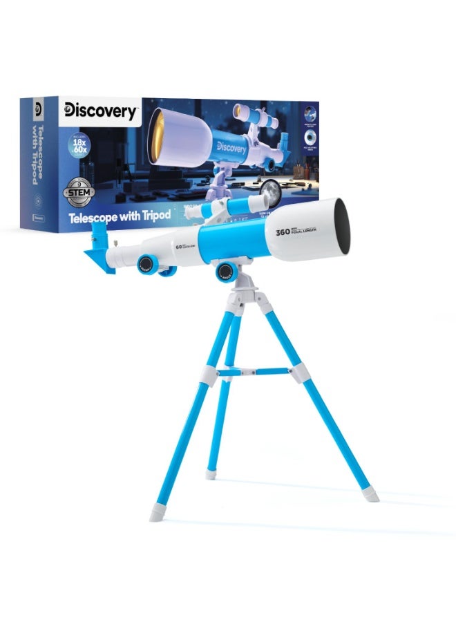 Discovery™ # MINDBLOWN STEM Toy Telescope with Adjustable Tripod, View Object 60x Closer, for Astronomy Beginners 6+ Years - Image 1